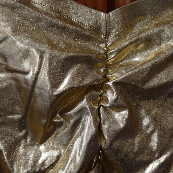 SKIMS Metallic Gold Swim Bottoms Pants Leggings Bikini Pants 4X - Picture 5 of 9